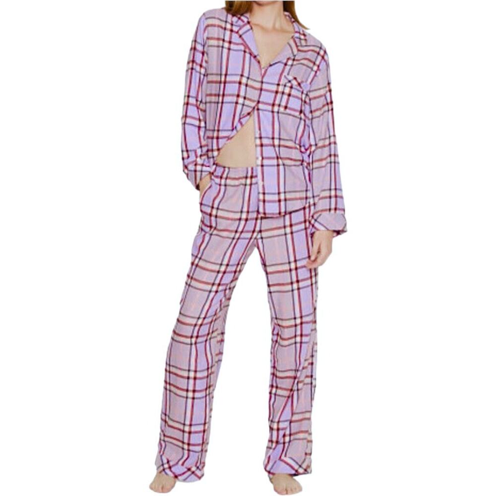 NWOT Victoria’s Secret Lavendar Plaid Flannel Pajama Set with Pockets Size Med